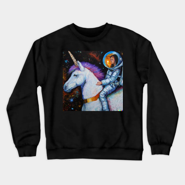 astronaut riding unicorn Crewneck Sweatshirt by Tee-Short